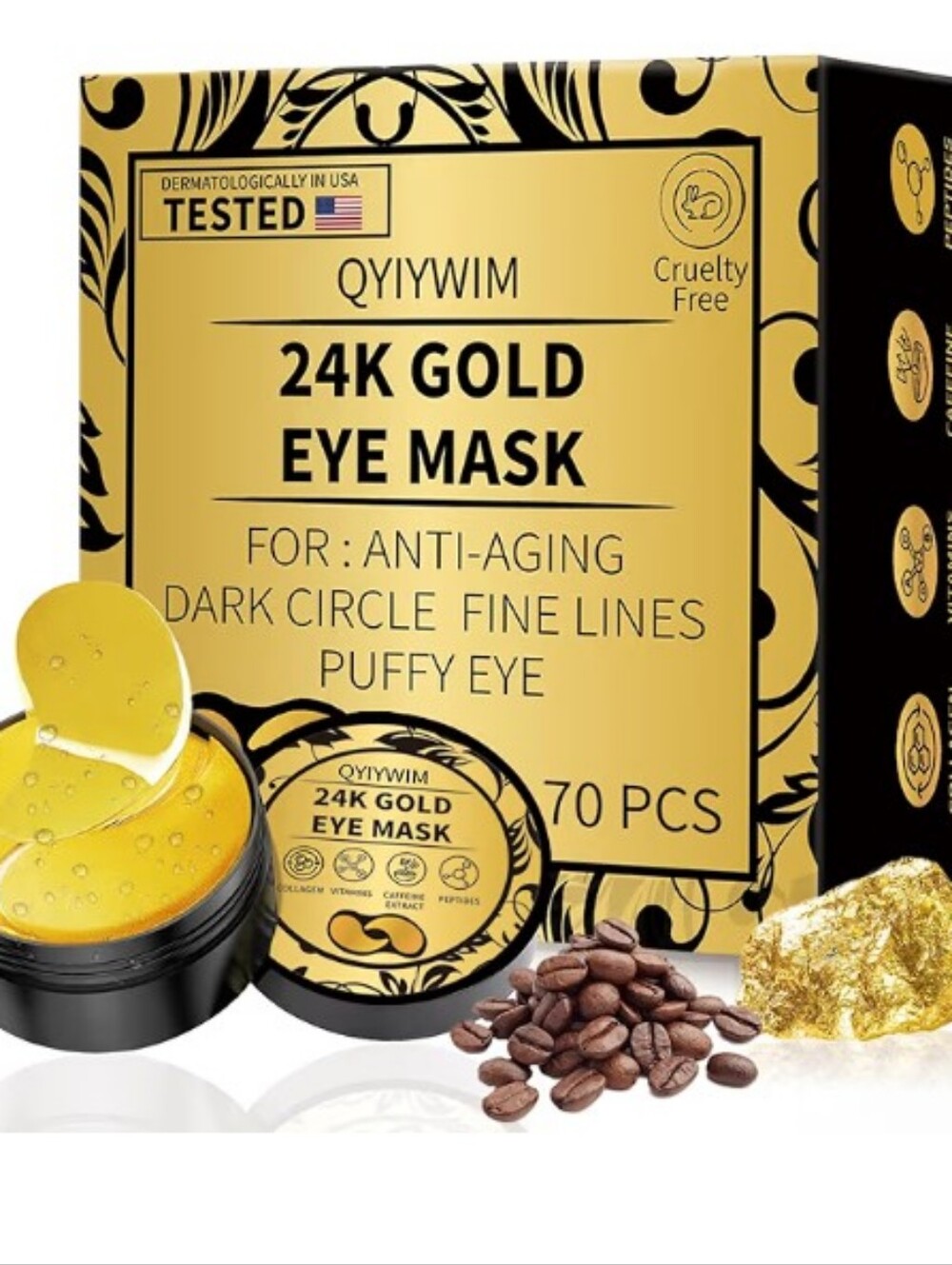24K Gold Eye Mask - Gold Hydrogel Patches (70 pcs)